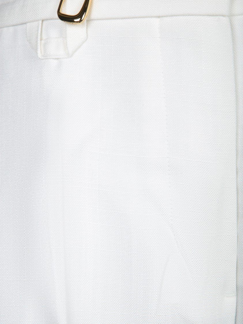 Jacquemus Straight-Cut White Trousers With Metal Ring Detail