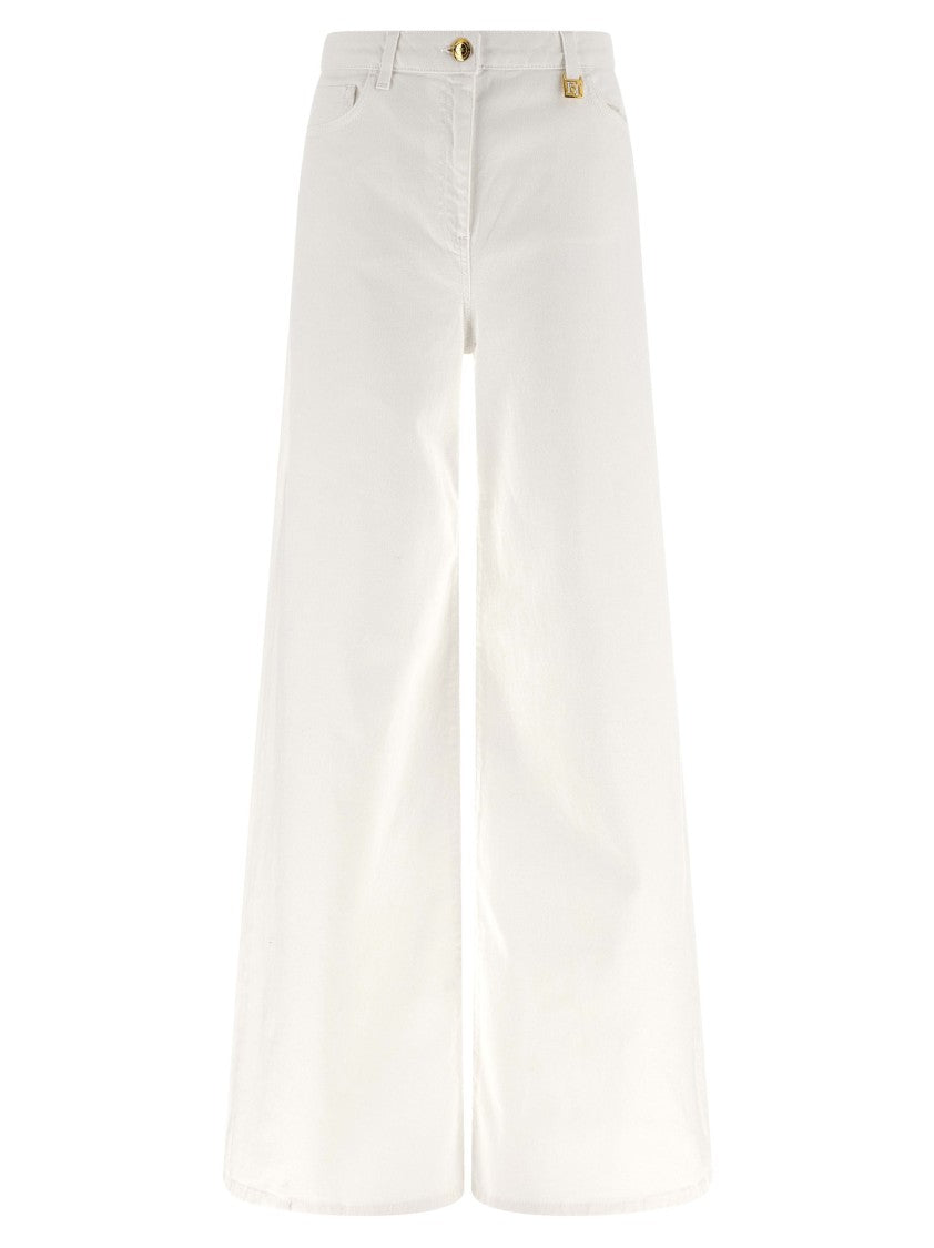 Elisabetta Franchi Wide-Leg Palazzo Jeans With Subtle Logo Accents