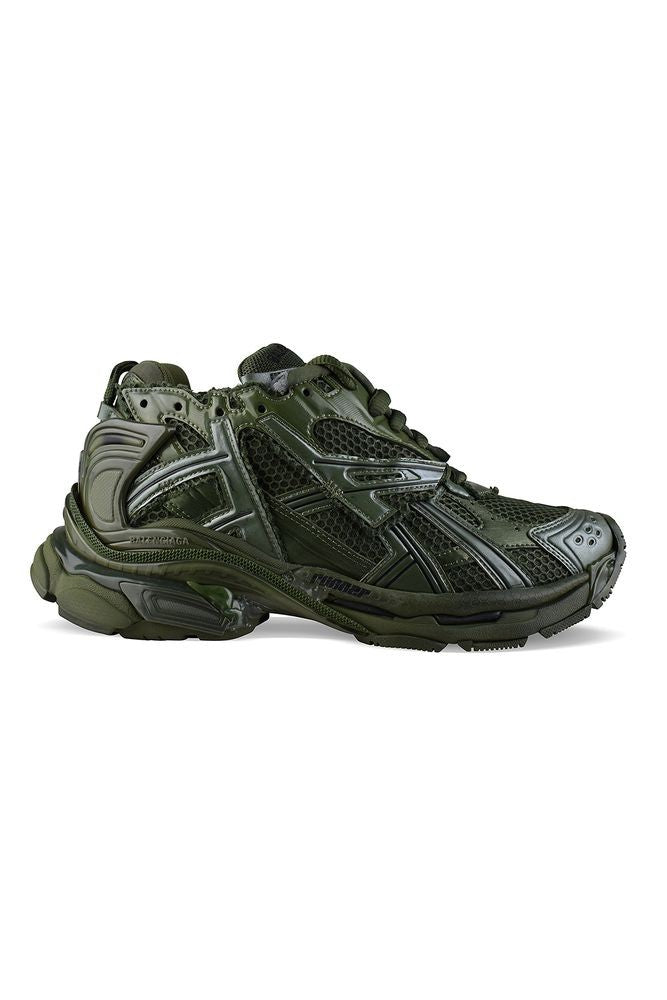 Balenciaga Khaki Green Mesh Nylon Runner Sneakers