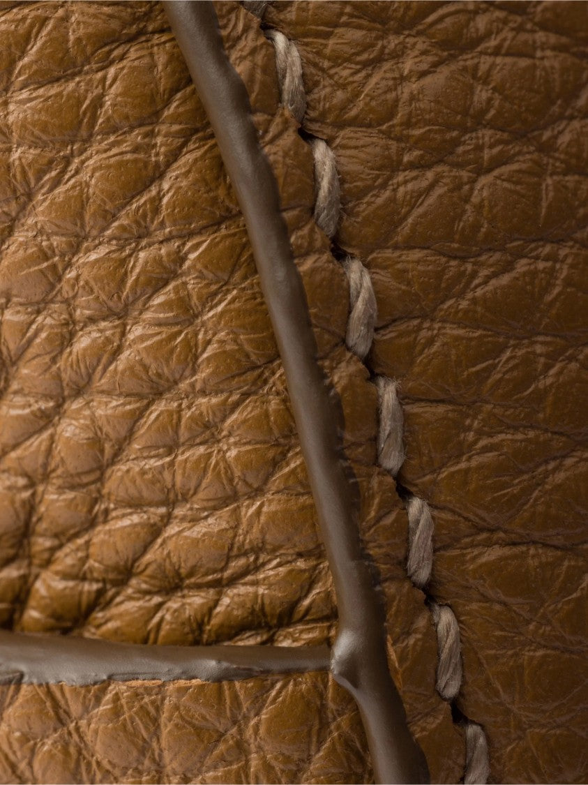 Prada Rich Brown Sacca Pebbled Handbag
