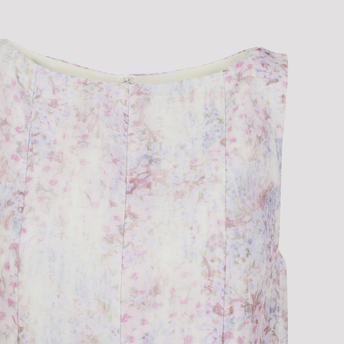 Alberta Ferretti Printed Organza Pink Silk Mini Dress