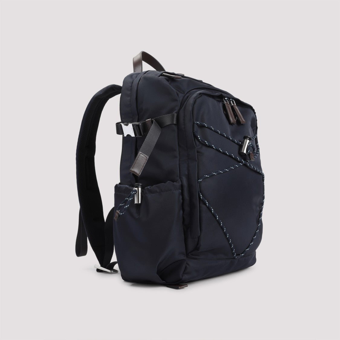 Prada Spacious Black Polyamide Backpack With Bungee Cord Detail