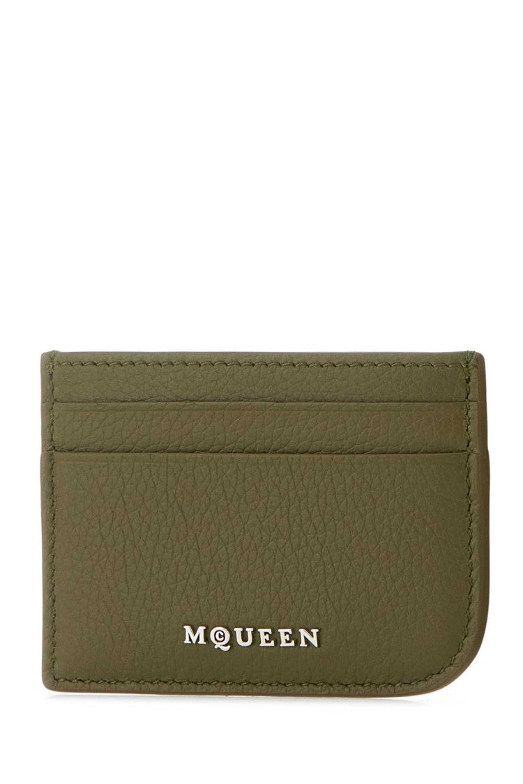Alexander Mcqueen Army Green Leather Card Holder