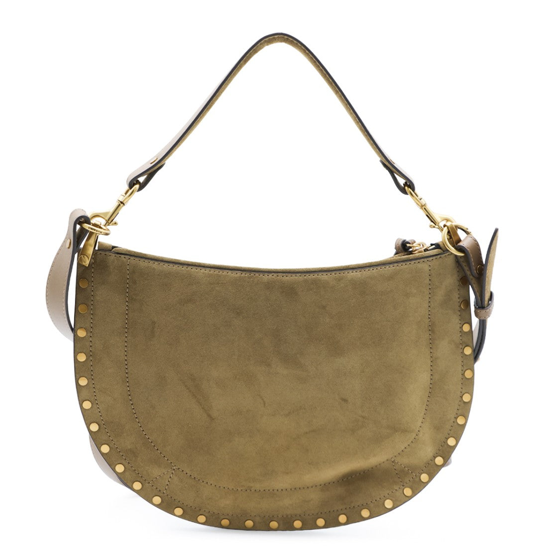 Isabel Marant Crescent-Shaped Olive Suede Handbag