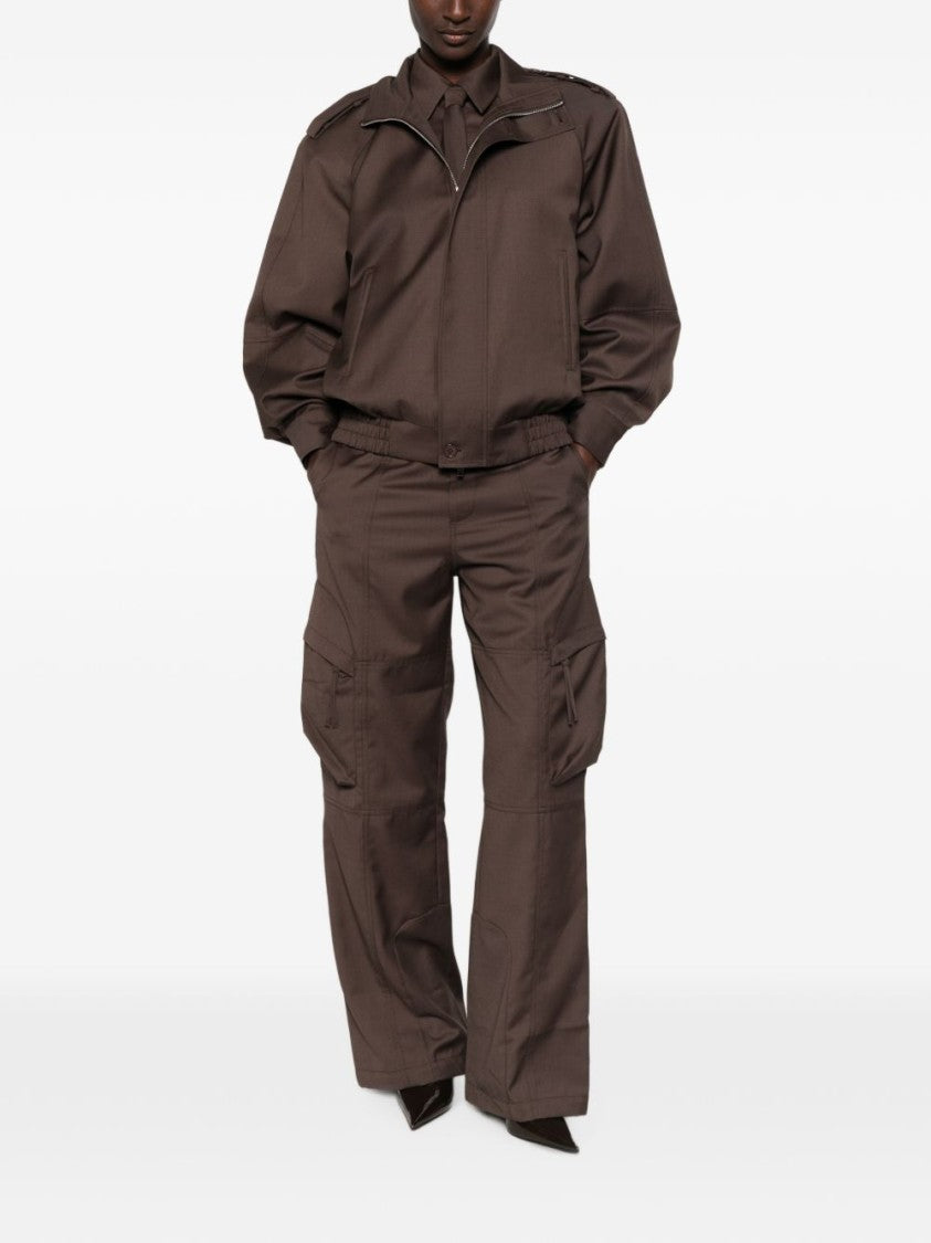 The Frankie Shop High-Waisted Metal Buckle Cargo Wide-Leg Pants