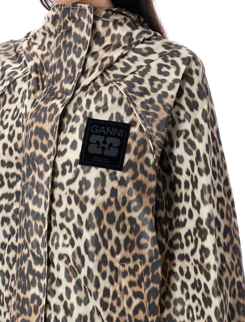 Ganni Leopard Print Nylon Jacket