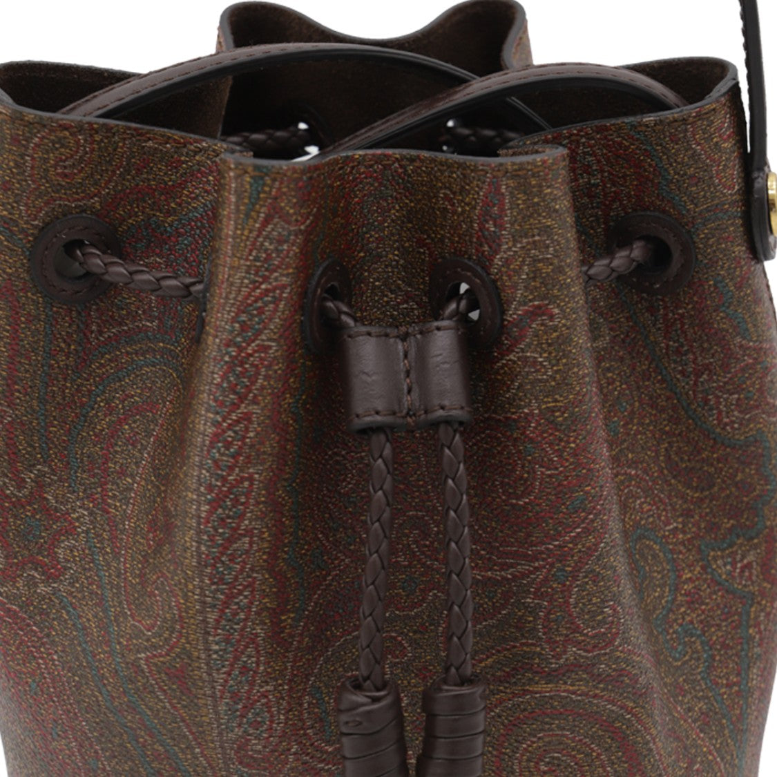 Etro Structured Bucket Satchel With Braided Drawstring And Paisley Pattern