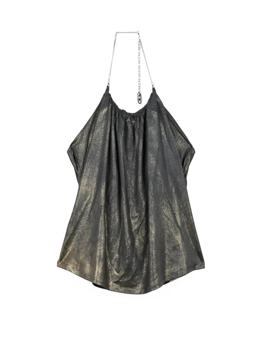 Diesel Gold Halter Neck Shimmering Lycra Top