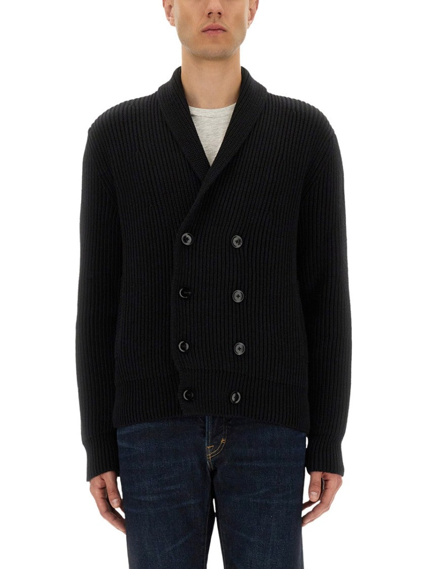 Tom Ford Double-Breasted Cardigan With Ribbed Texture