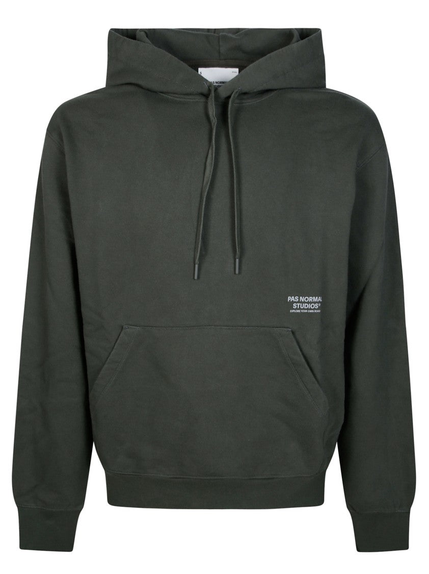 Pas Normal Studios Green Off-Race Relaxed Kangaroo Pocket Hoodie