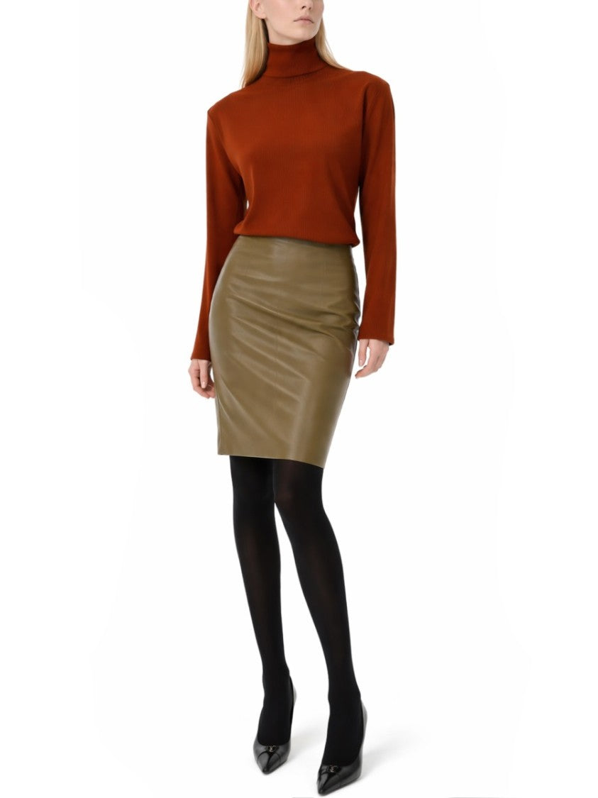 Saint Laurent High-Neck Silk Cropped Long-Sleeved Top