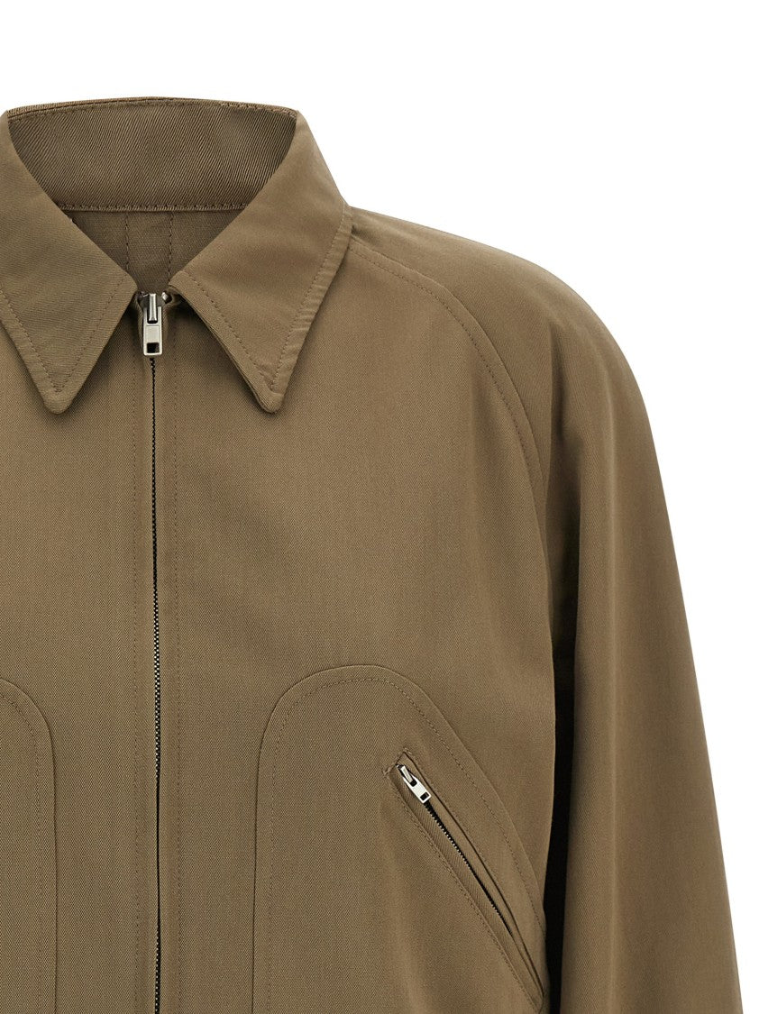 Maison Margiela Cropped Wool Caban Jacket With Shirt Collar And Pleated Back Detail