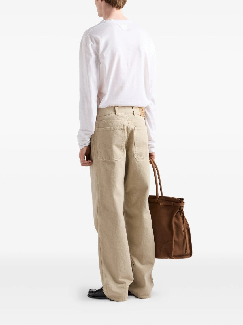 Prada Wide-Leg Casual Pants With Classic Five-Pocket Styling