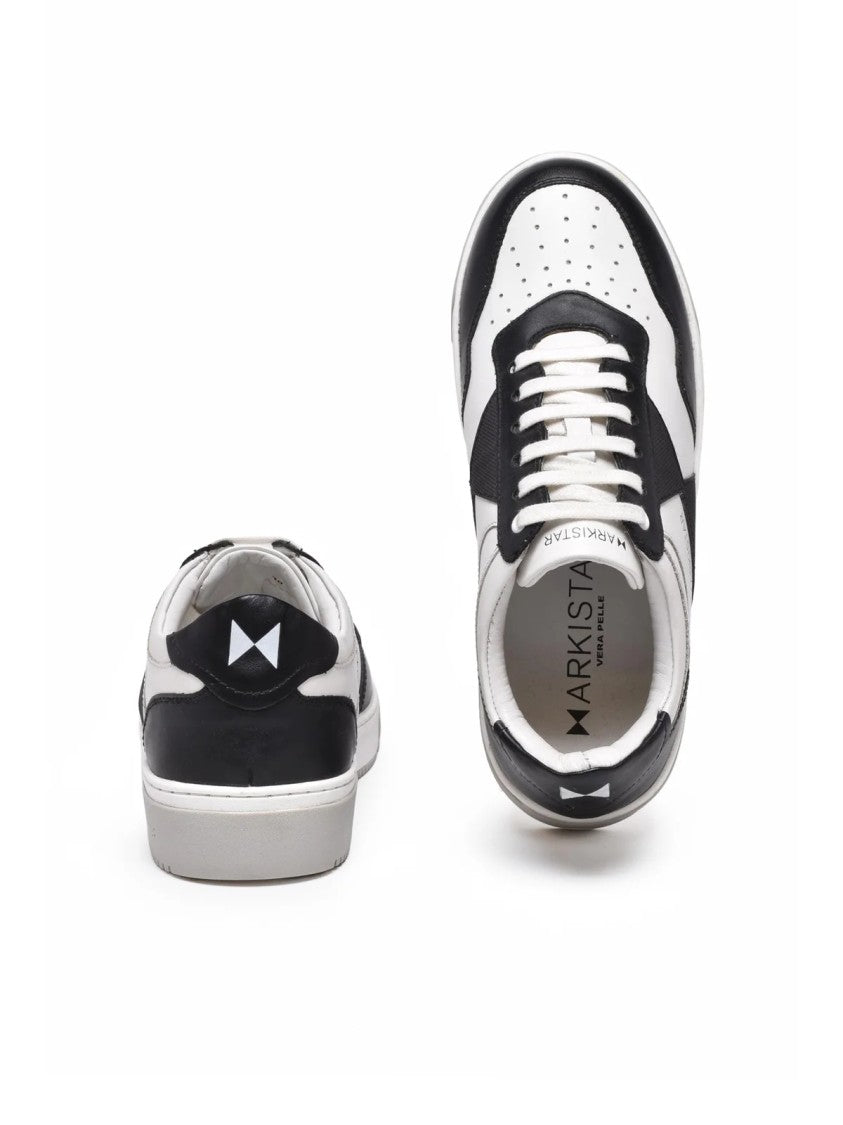 Arkistar Black/White Perforated Leather Low-Top Sneakers