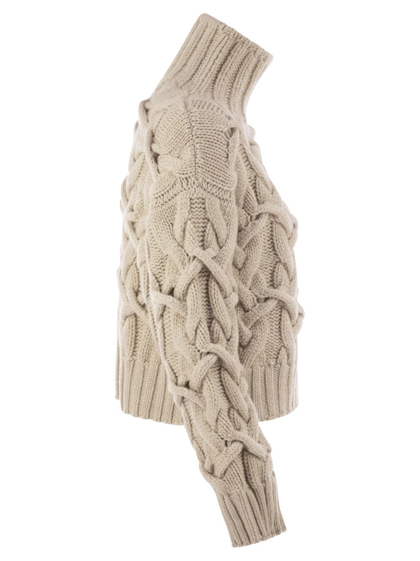 Brunello Cucinelli Braided High-Necked Cashmere Sweater
