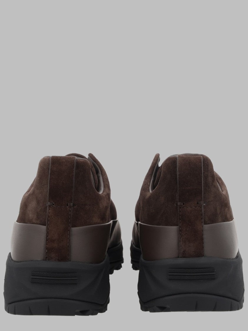 Zegna Brown Calf-Cow Leather Low-Top Sneakers
