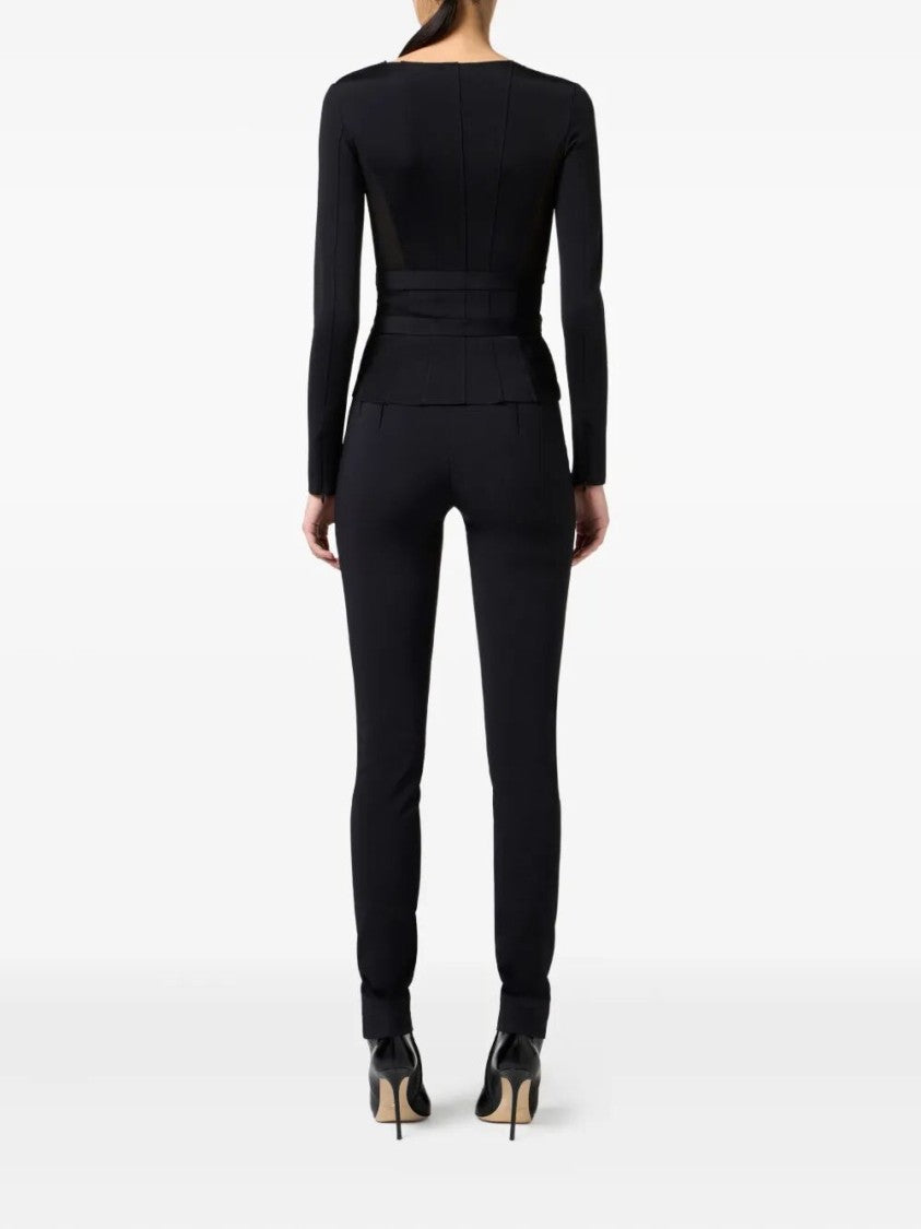 Elisabetta Franchi Fitted Black Jacket With Sweetheart Neckline