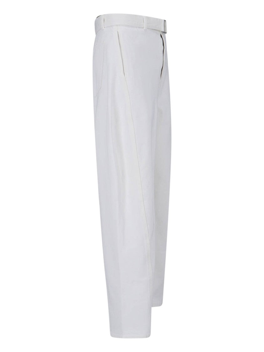 Lemaire White Twisted Cotton Curved Trousers