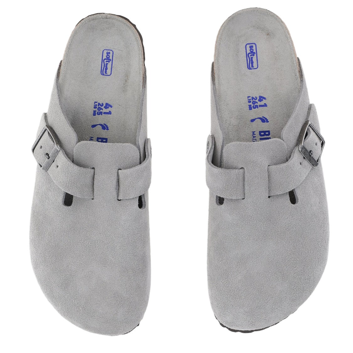 Birkenstock Suede Gray Clogs With Adjustable Metal Buckle