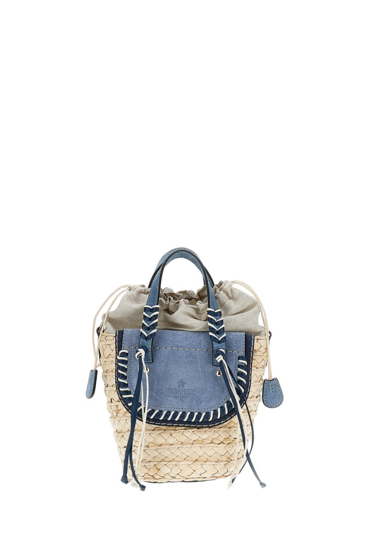 Cuba Lab Light Blue Habanera Raffia Suede Handbag