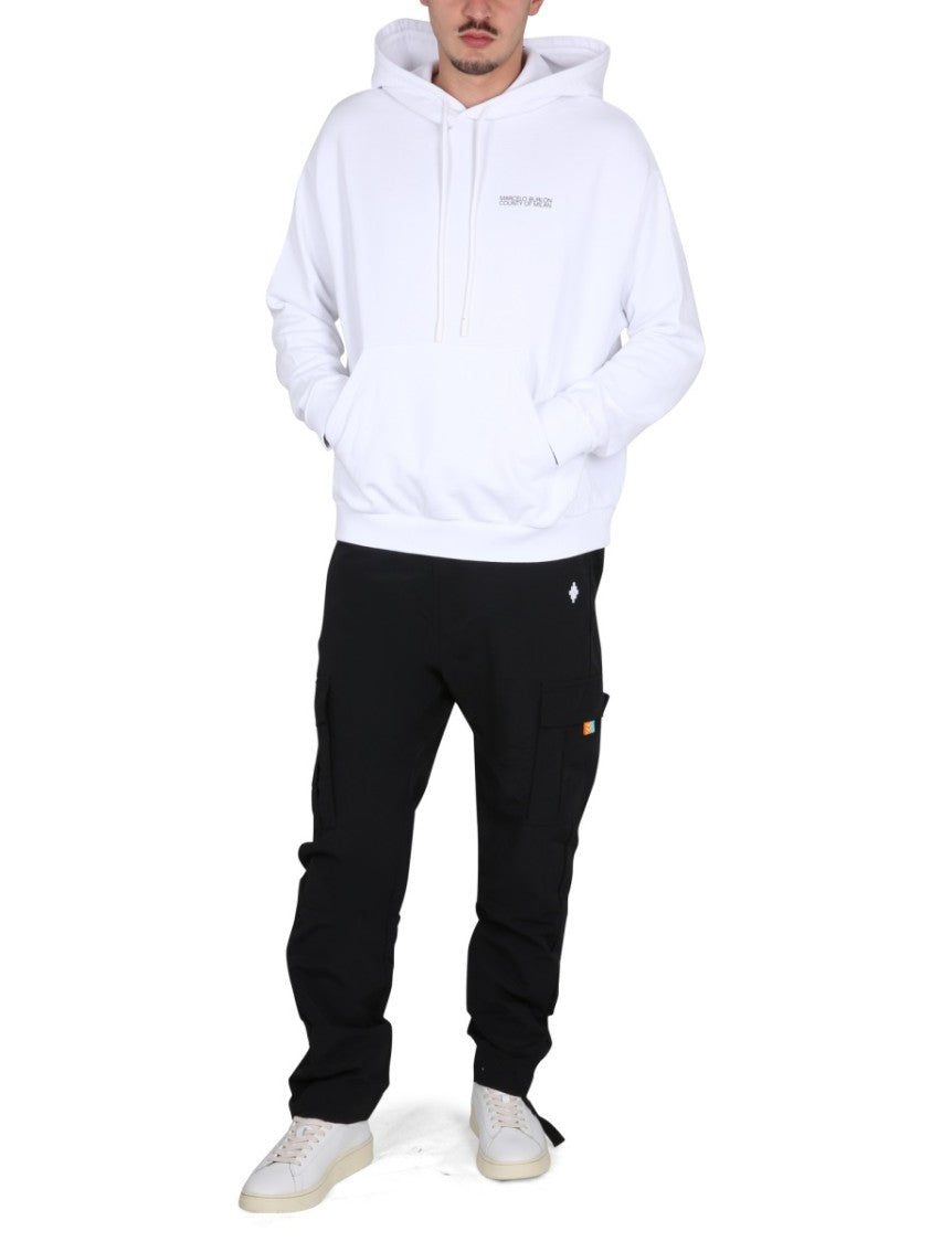 Marcelo Burlon Cotton Hoodie With Drawstring Hood And Graphic Design