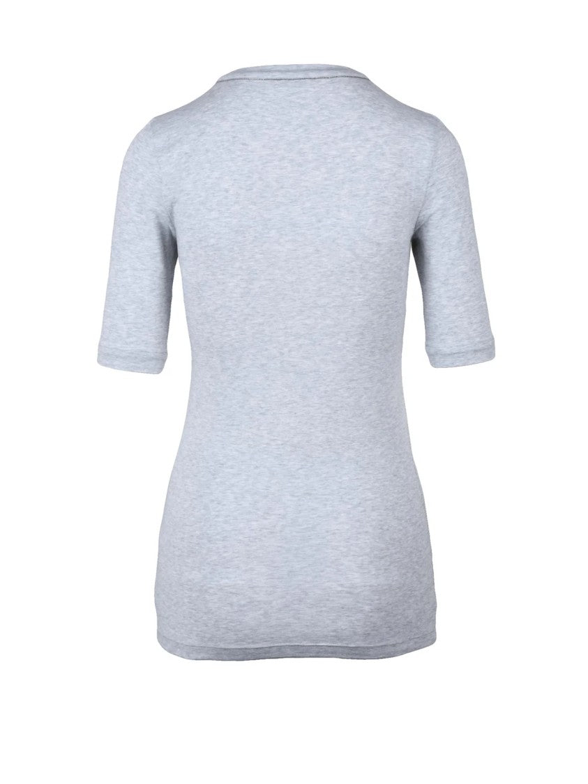 Brunello Cucinelli Grey Cotton Elastane T-Shirt