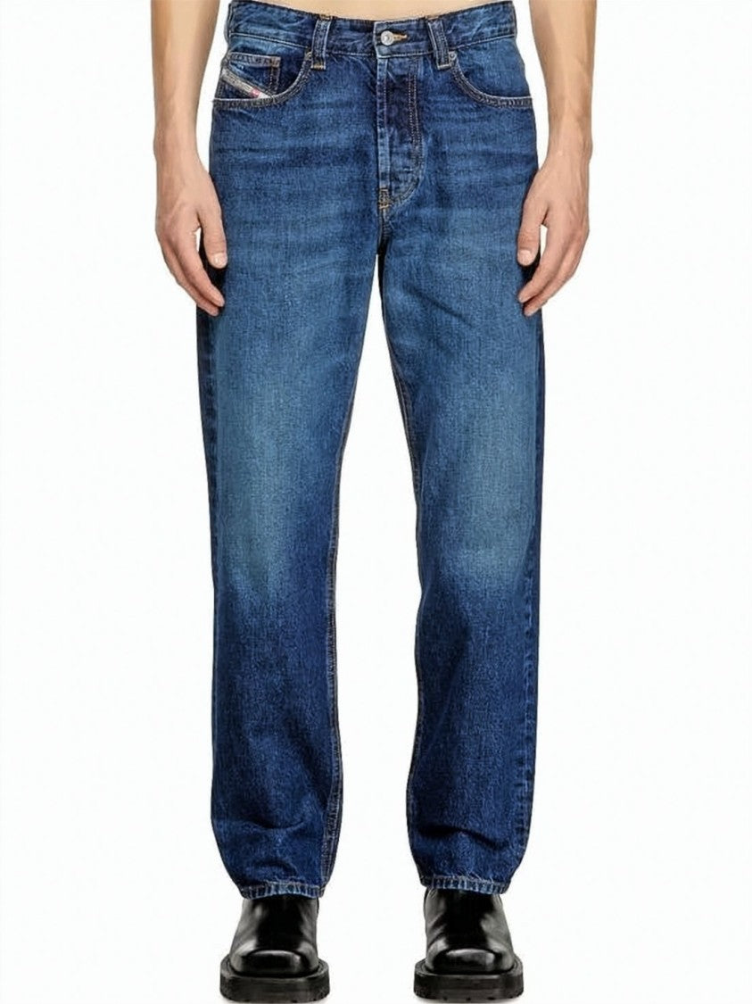 Diesel Blue Straight-Leg Medium Wash Denim Jeans