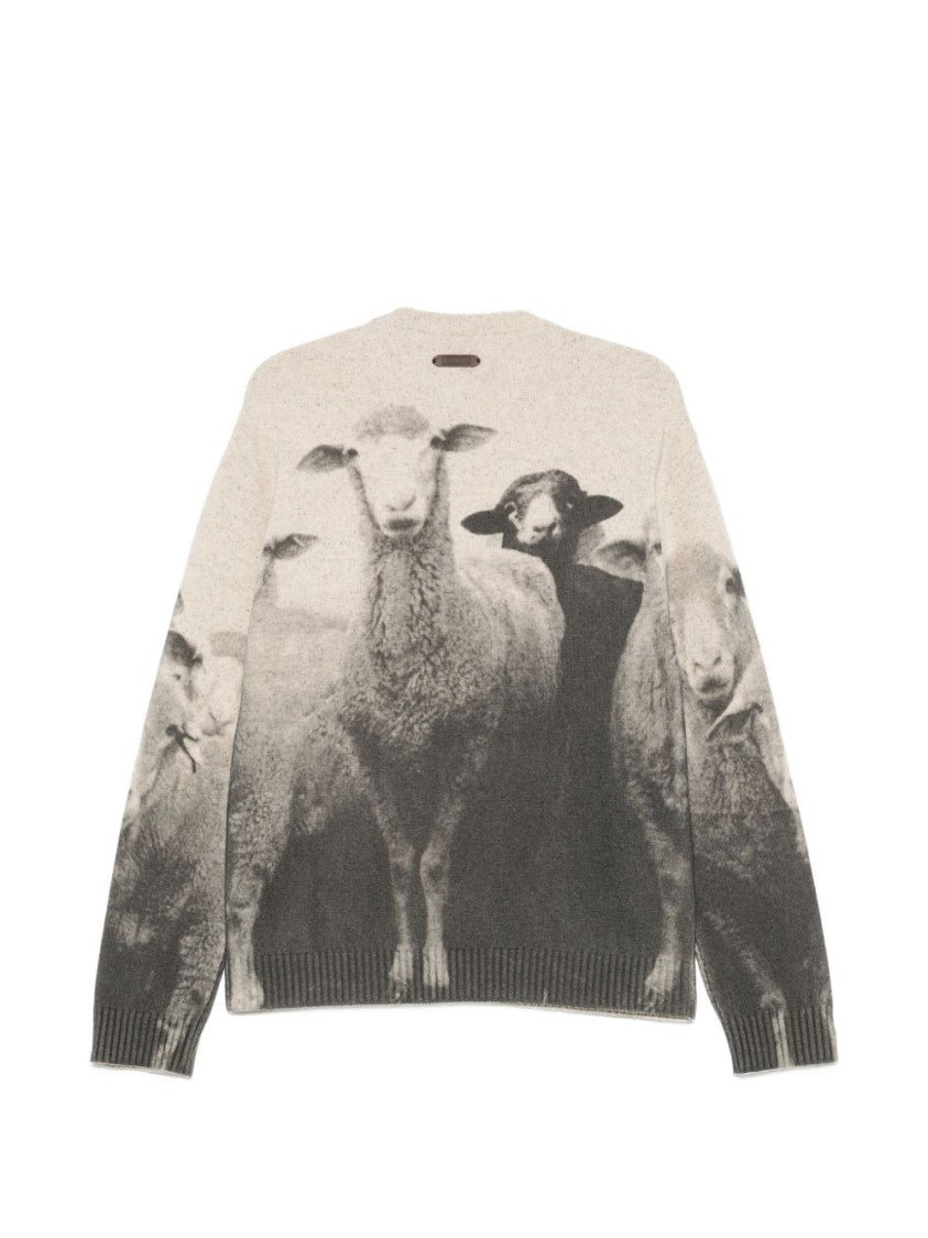 Moschino Photographic Print Sweater With Crew Neckline And Ribbed Details