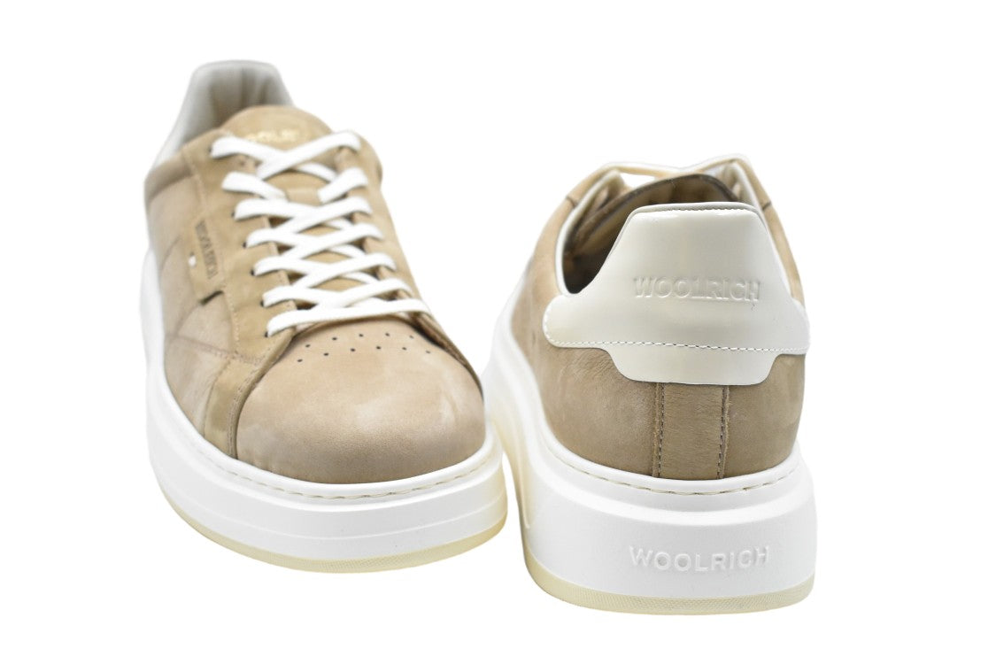 Woolrich Beige Suede Low-Top Sneakers With Embossed Branding