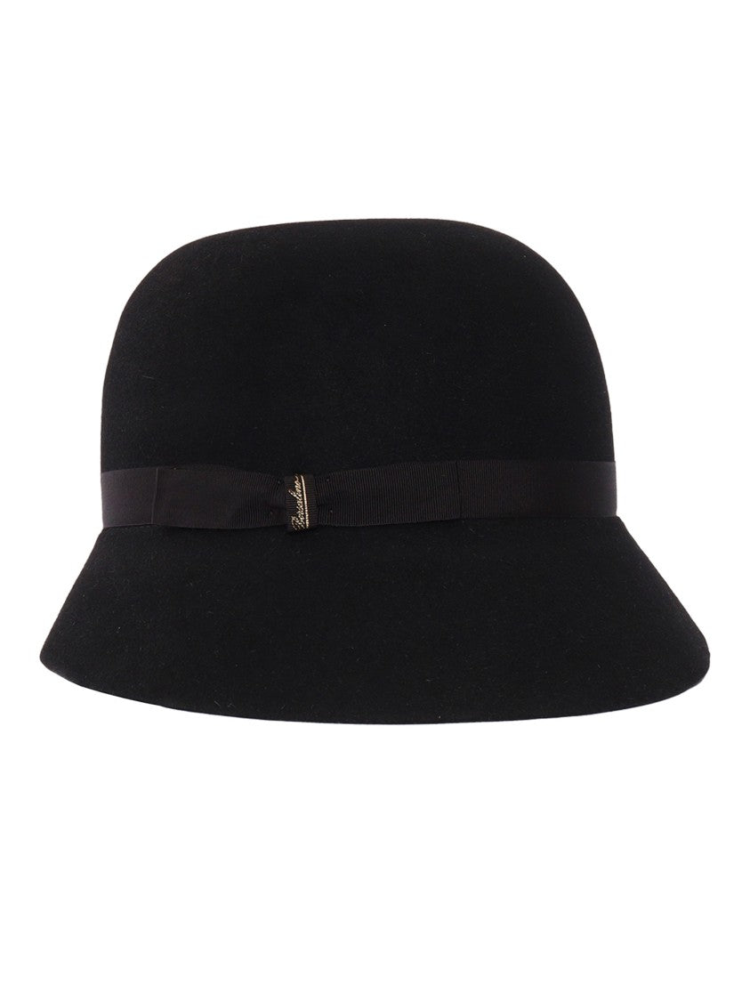 Borsalino Asymmetrical Black Fur Felt Hat With Distinctive Tilted Brim