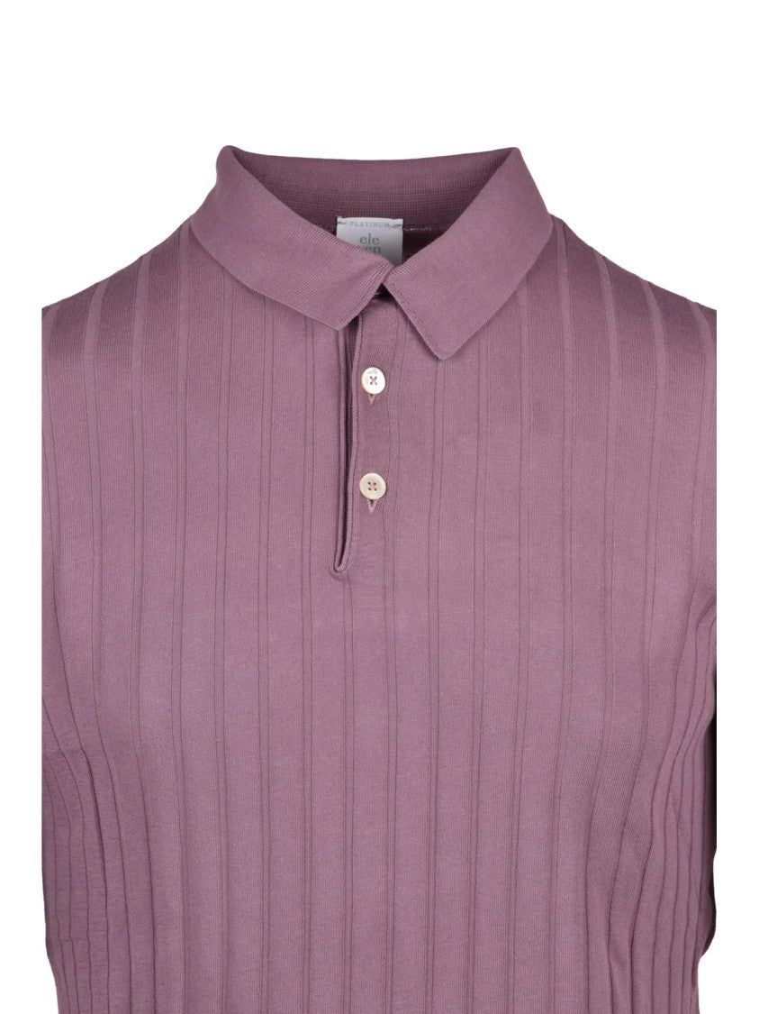 Eleventy Knit Polo Shirt - Old Rose