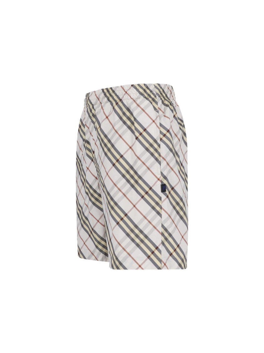 Burberry Beige Check Relaxed Drawstring Shorts