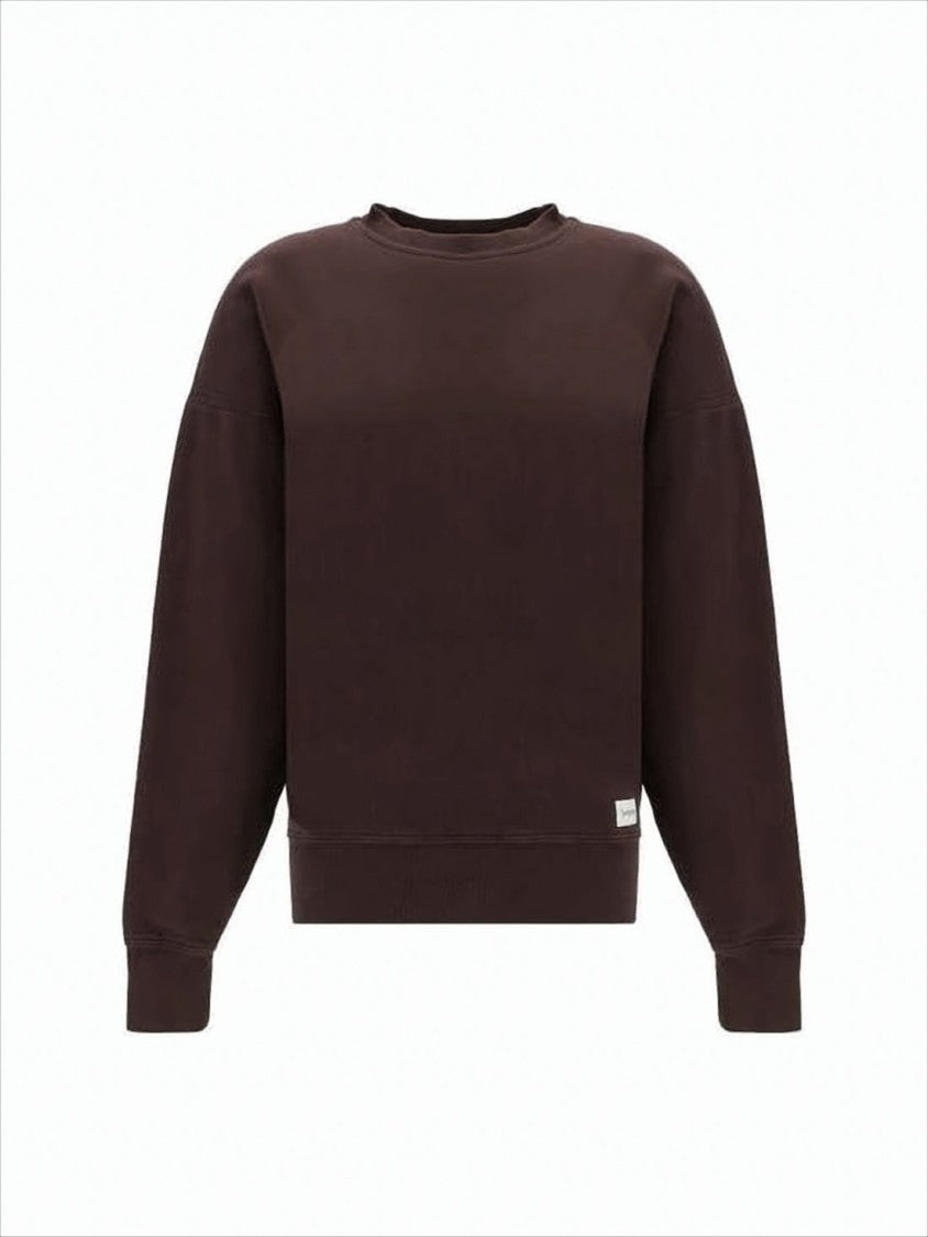 Saint Laurent Relaxed-Fit Brown Long-Sleeve Top With Crew Neckline