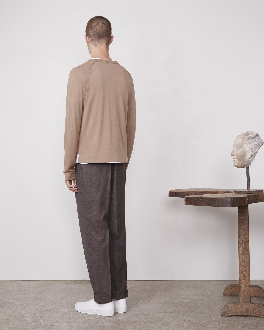 Officine Generale Raglan Sleeve Crewneck Sweater With Side Slits