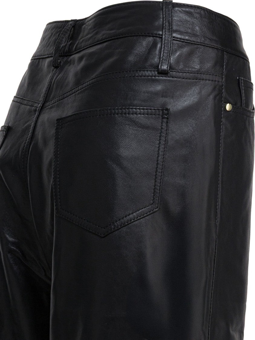 Max&Moi Straight-Leg Leather Trousers With Classic Five-Pocket Design
