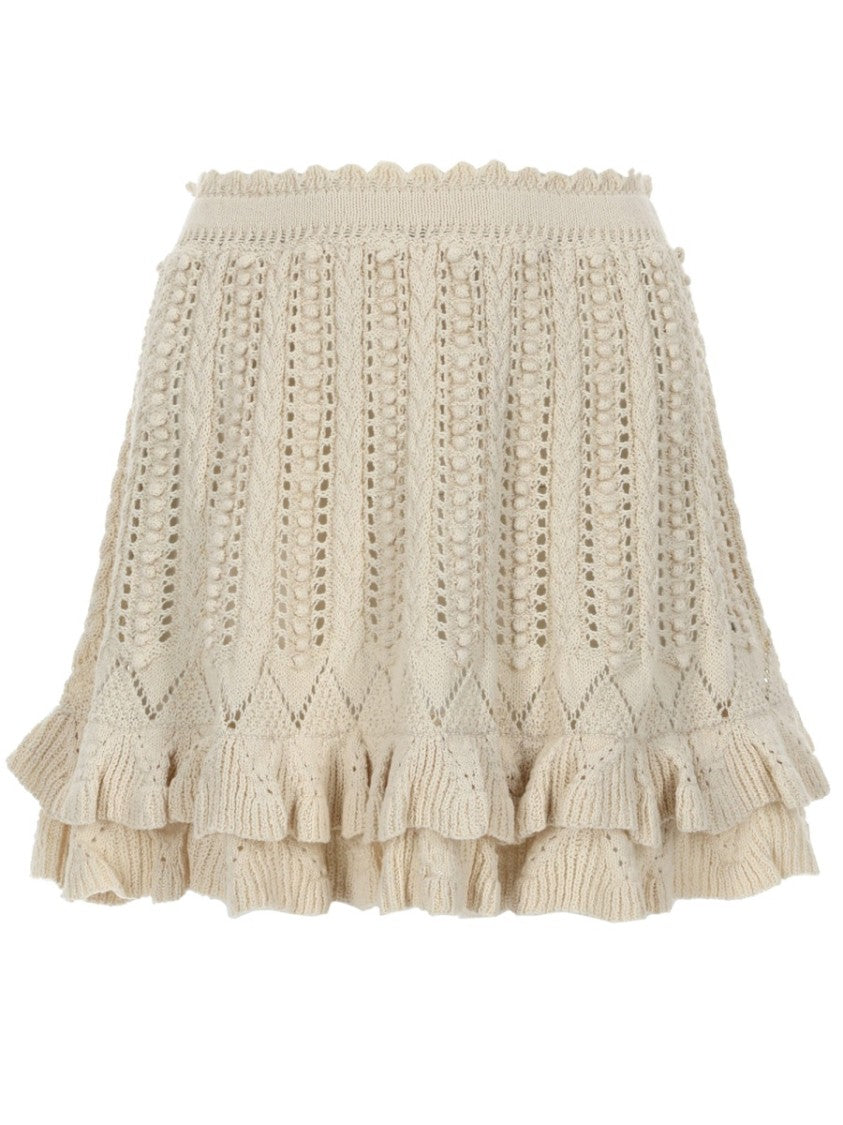 Isabel Marant Étoile Nelle Open-Knit Scalloped Mini Skirt