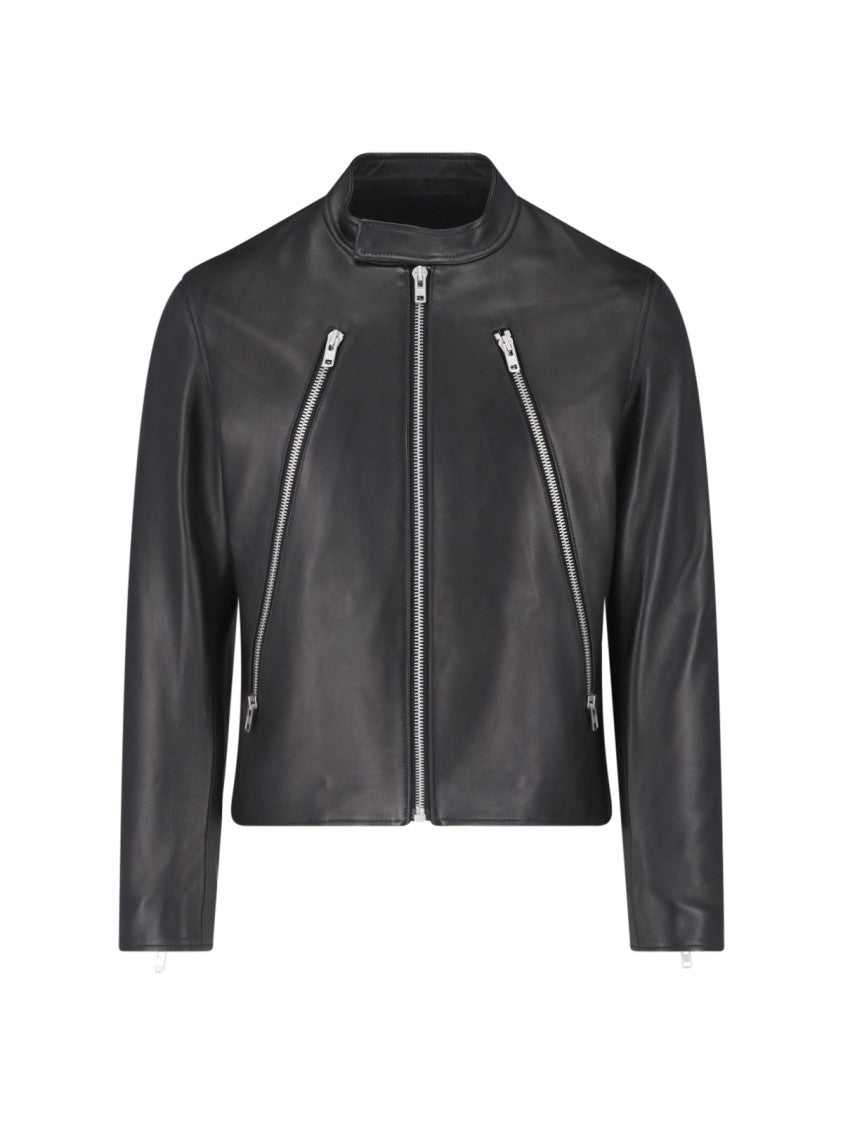 Maison Margiela Black Leather Four Stitches Biker Jacket