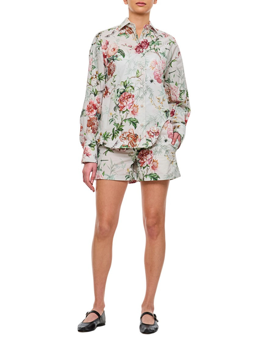 The Attico Ivory Floral Print Short Trousers