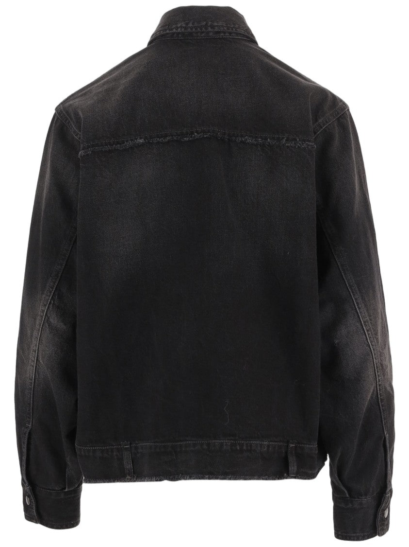 Haikure Black Denim Shirt With Classic Collar