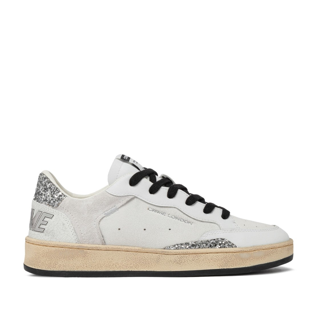 Crime London Perforated White Leather Sneakers