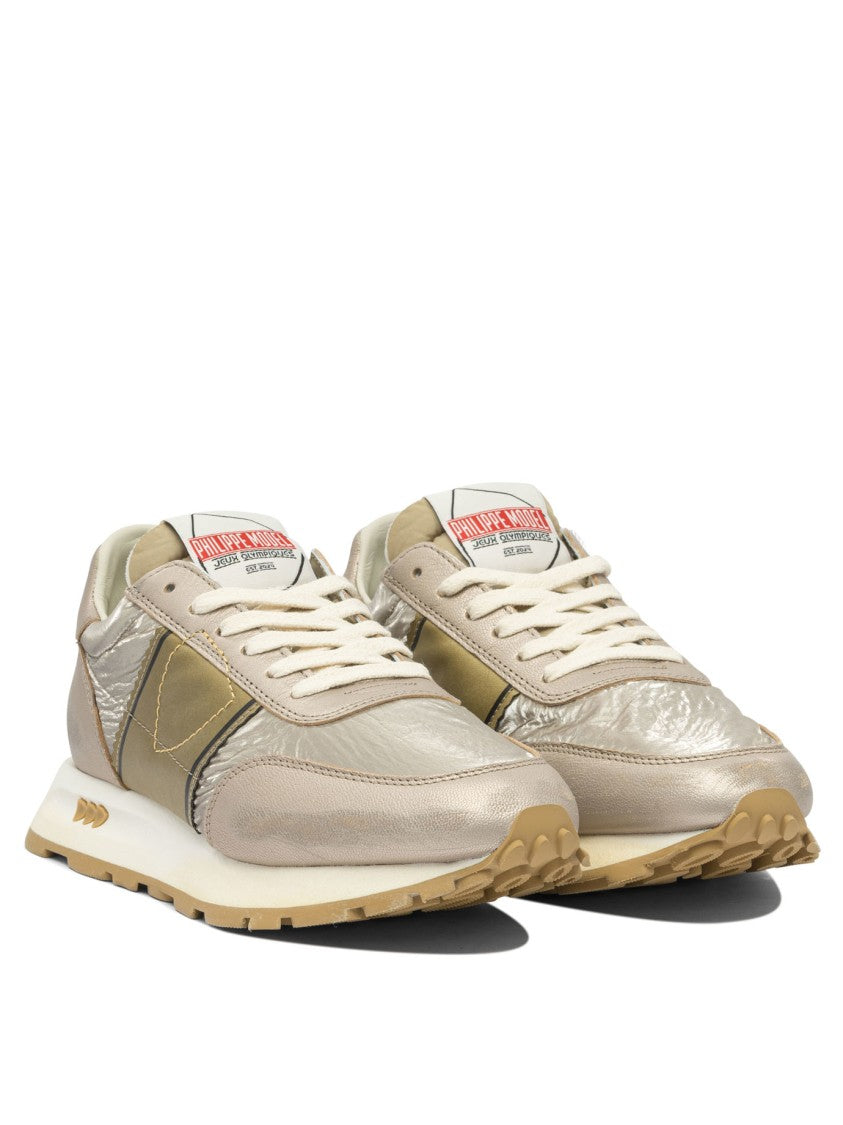 Philippe Model Paris Metallic Gold Slip-On Sneakers With Textured Outsole