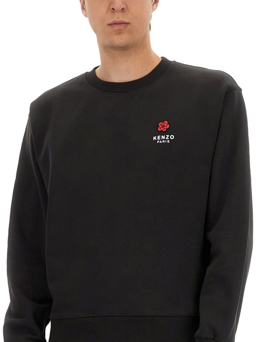 Kenzo Relaxed Fit Black Sweatshirt With Embroidered Logo