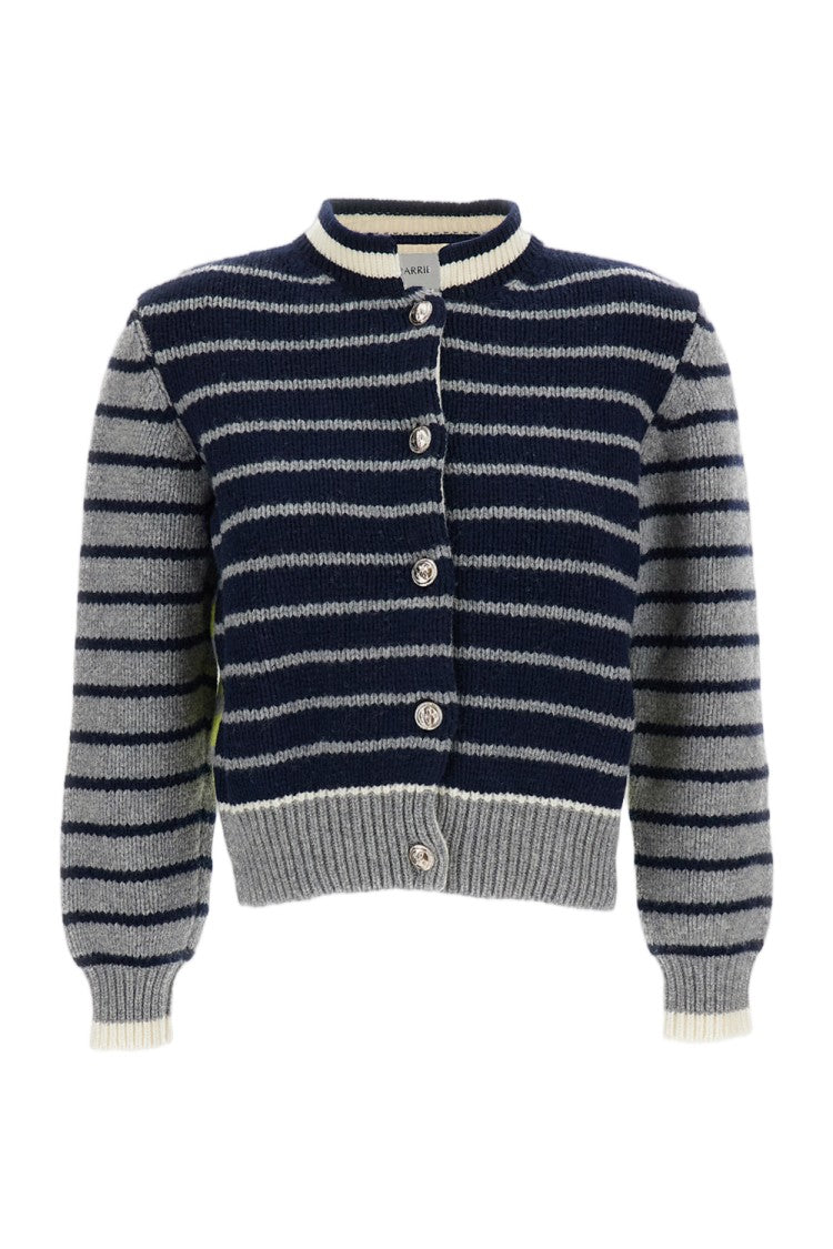 Barrie Multicolor Striped Jewel Button Wool-Cashmere Cardigan