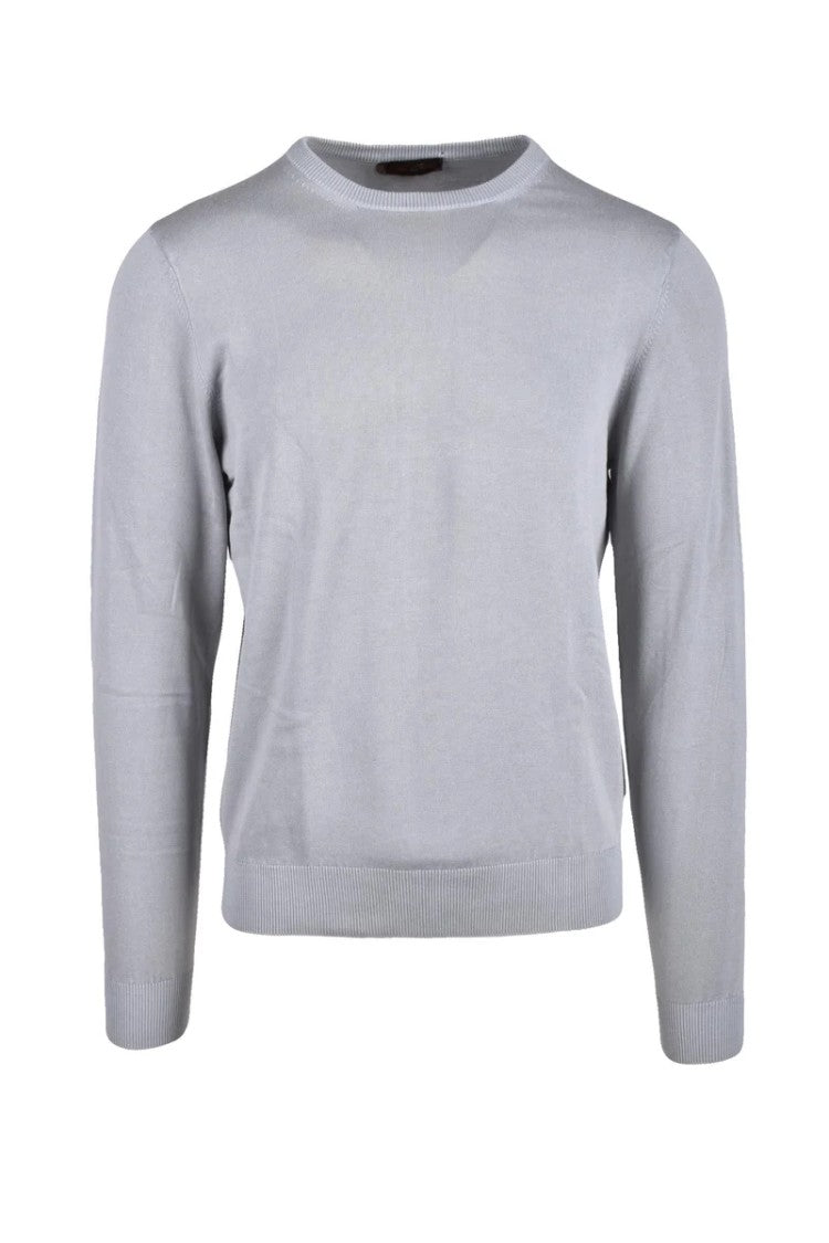 Planet Grid Grey Crewneck Cotton Sweater