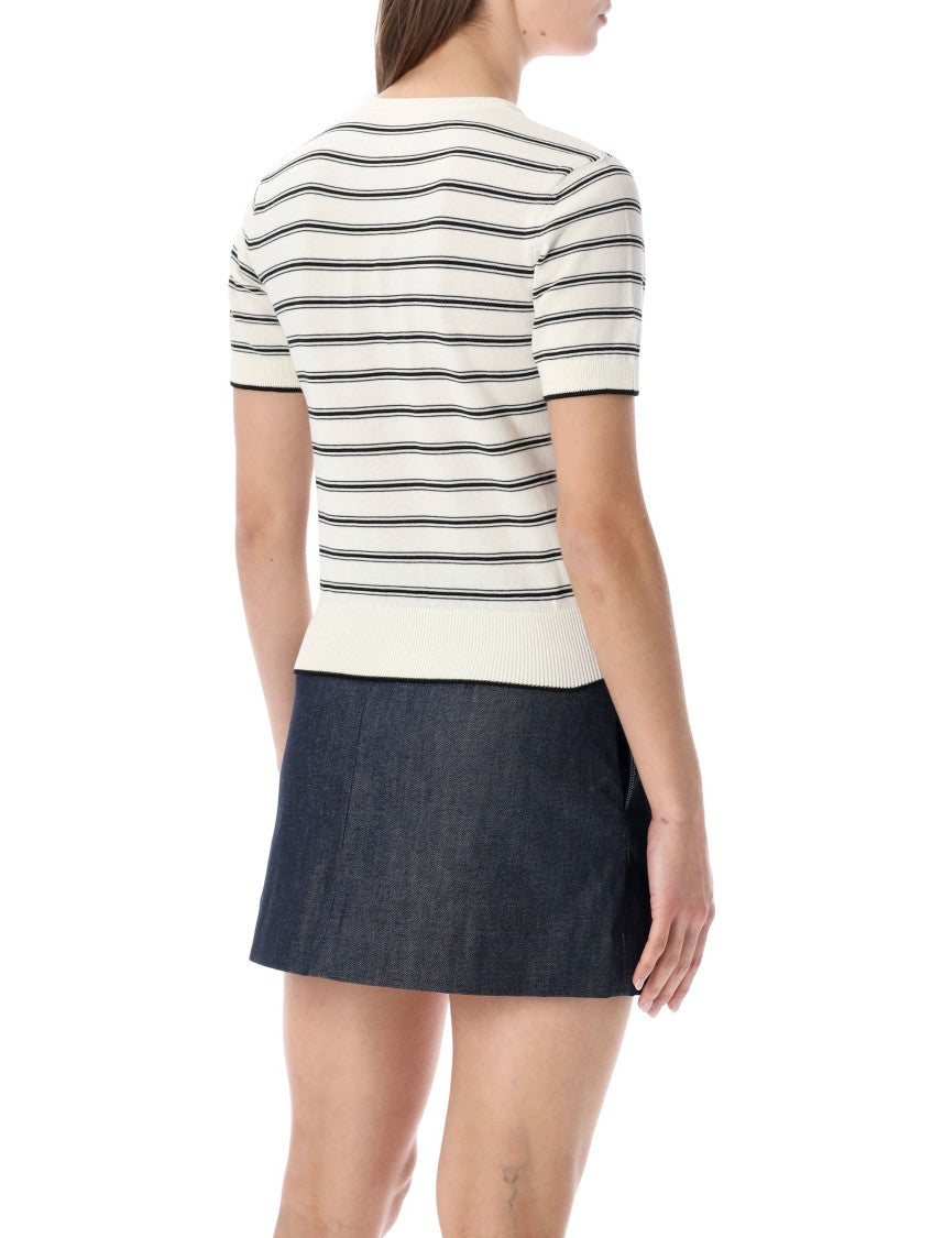 A.P.C. Horizontal Striped Short Sleeve Sweater