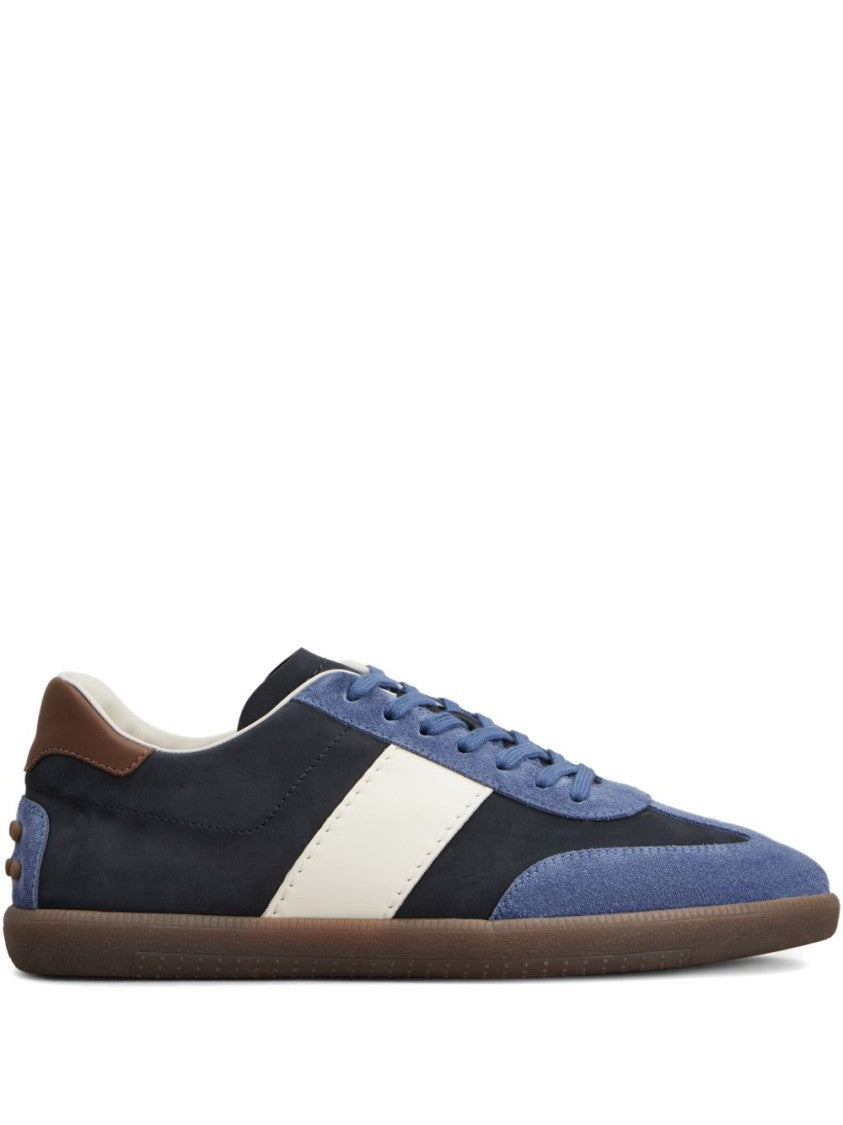 Tod's Blue Stripe Panel Contrast Heel Sneakers