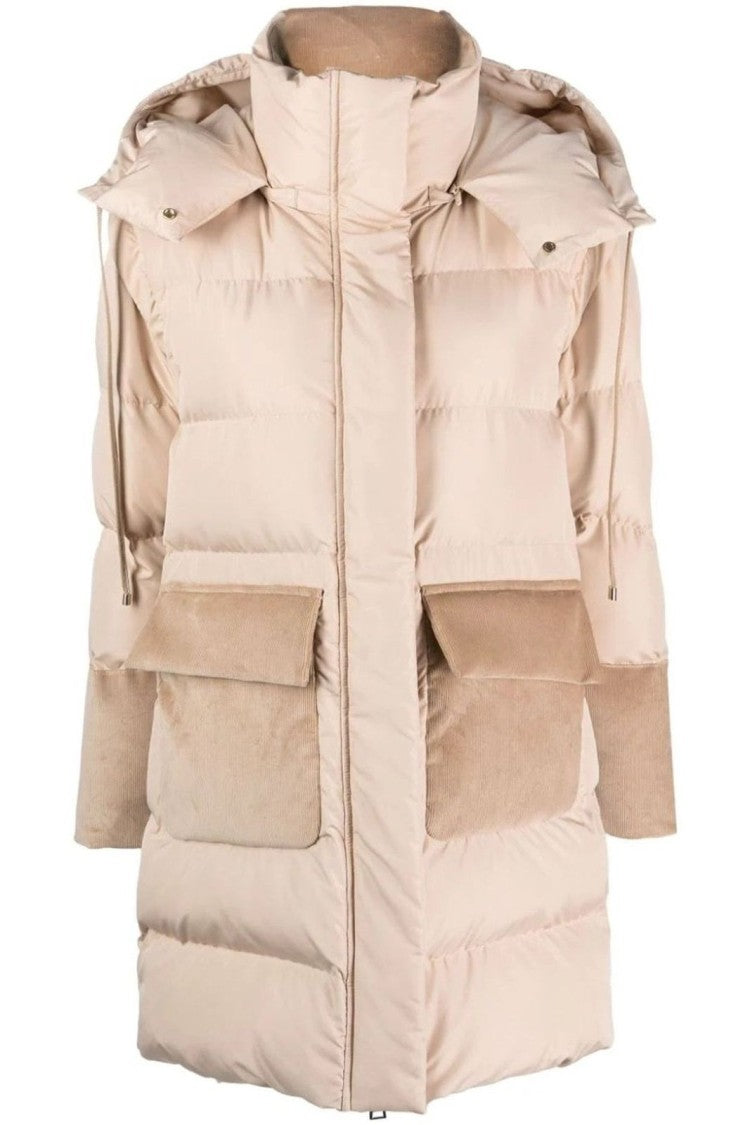 Lorena Antoniazzi Beige Long Puffer Jacket With High Collar