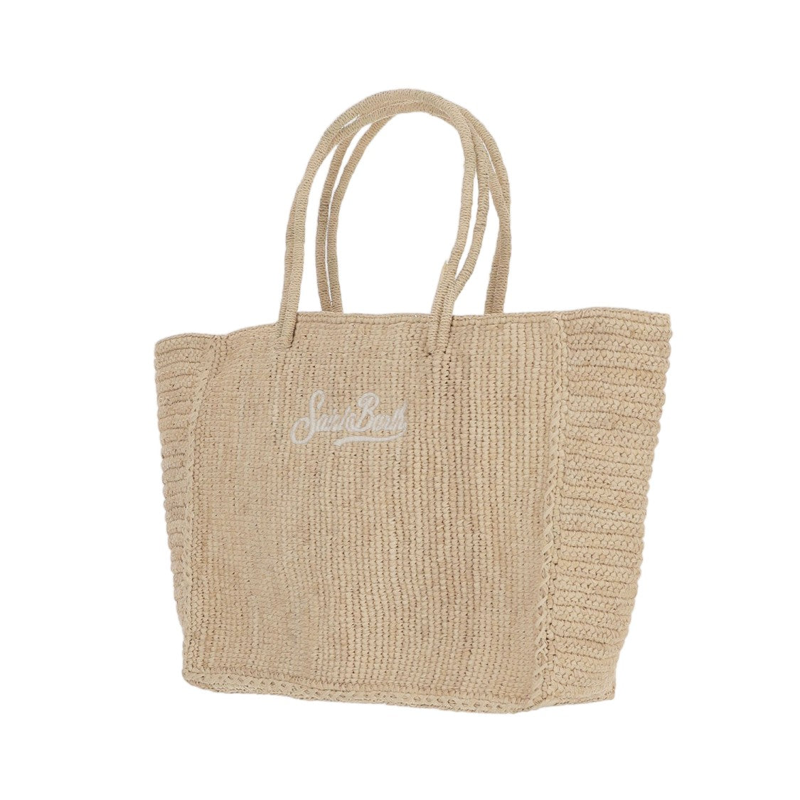 Mc2 Saint Barth Woven Raffia Tote Handbag With Embroidered Logo