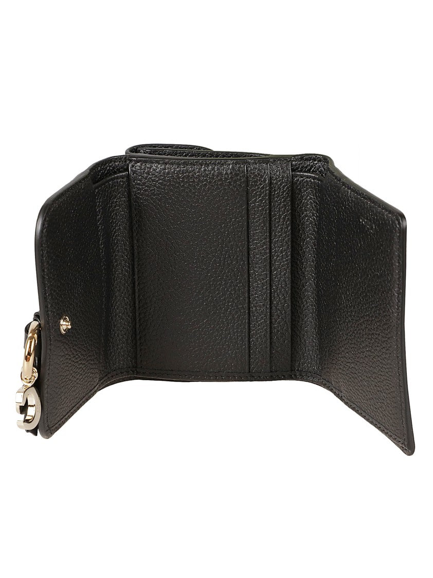 Chloé Textured Calf Leather Wallet With Gold-Tone Accents