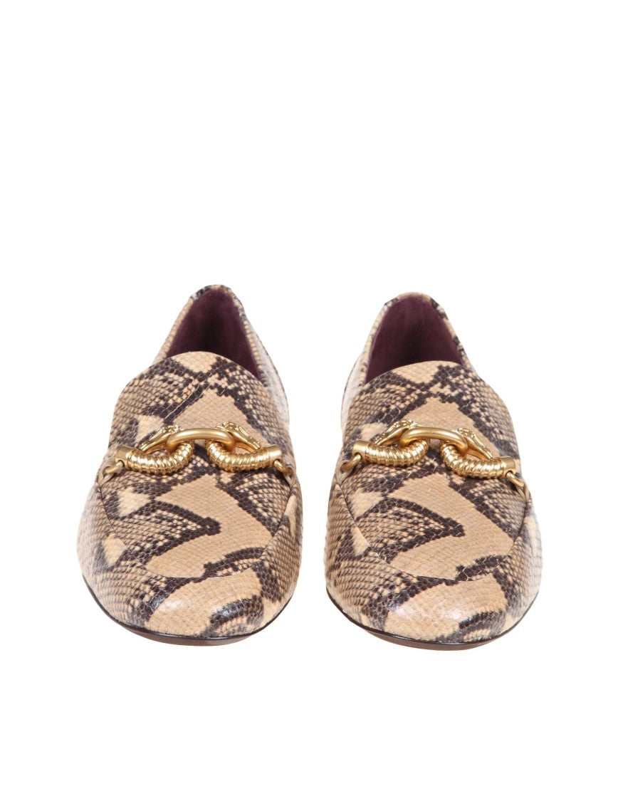 Tory Burch Python Print Leather Loafers